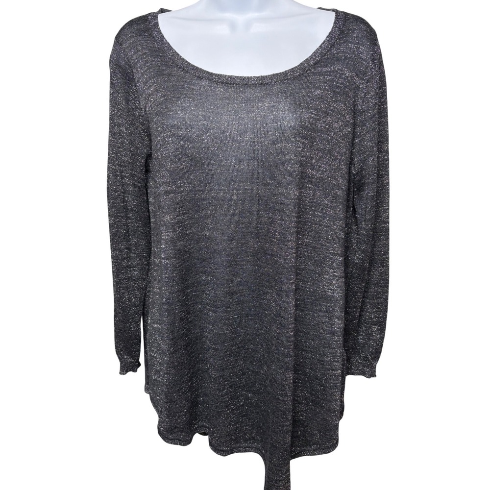 JOIE Womens Gray Metallic Shimmer Long Sleeve Top S Asymmetrical Hem Casual Chic